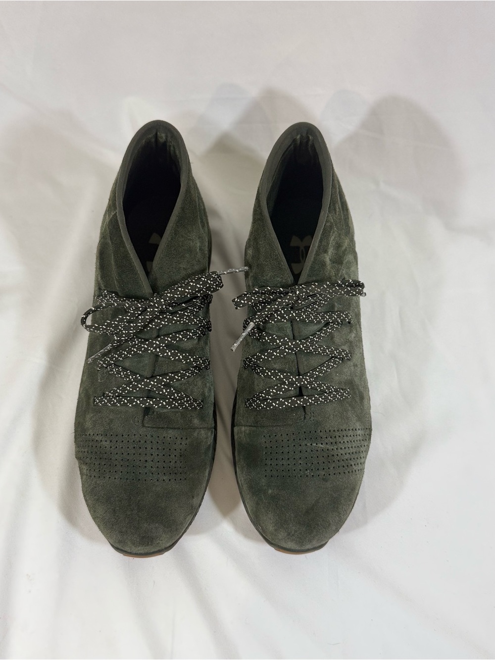 Under Armour Olive Green Suede Lace-Up Sneakers